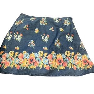 Vintage Floral Chambray Skort‎ | 90s Cotton Skirt/Shorts